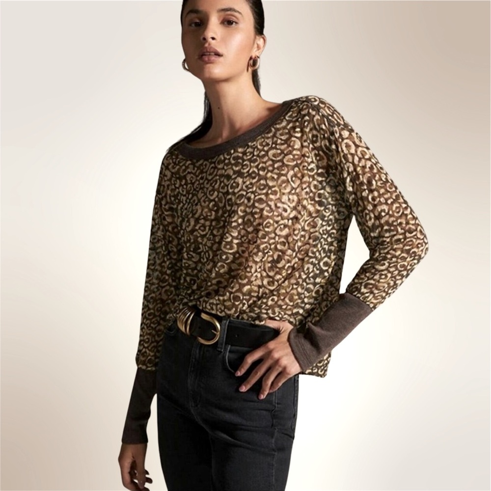 NWT Pilcro Anthropologie Boxy Heritage Pullover Top / Animal Print / XXS
